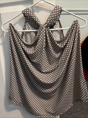Adrianna Papell Brown and White Geometric Dot Blouse